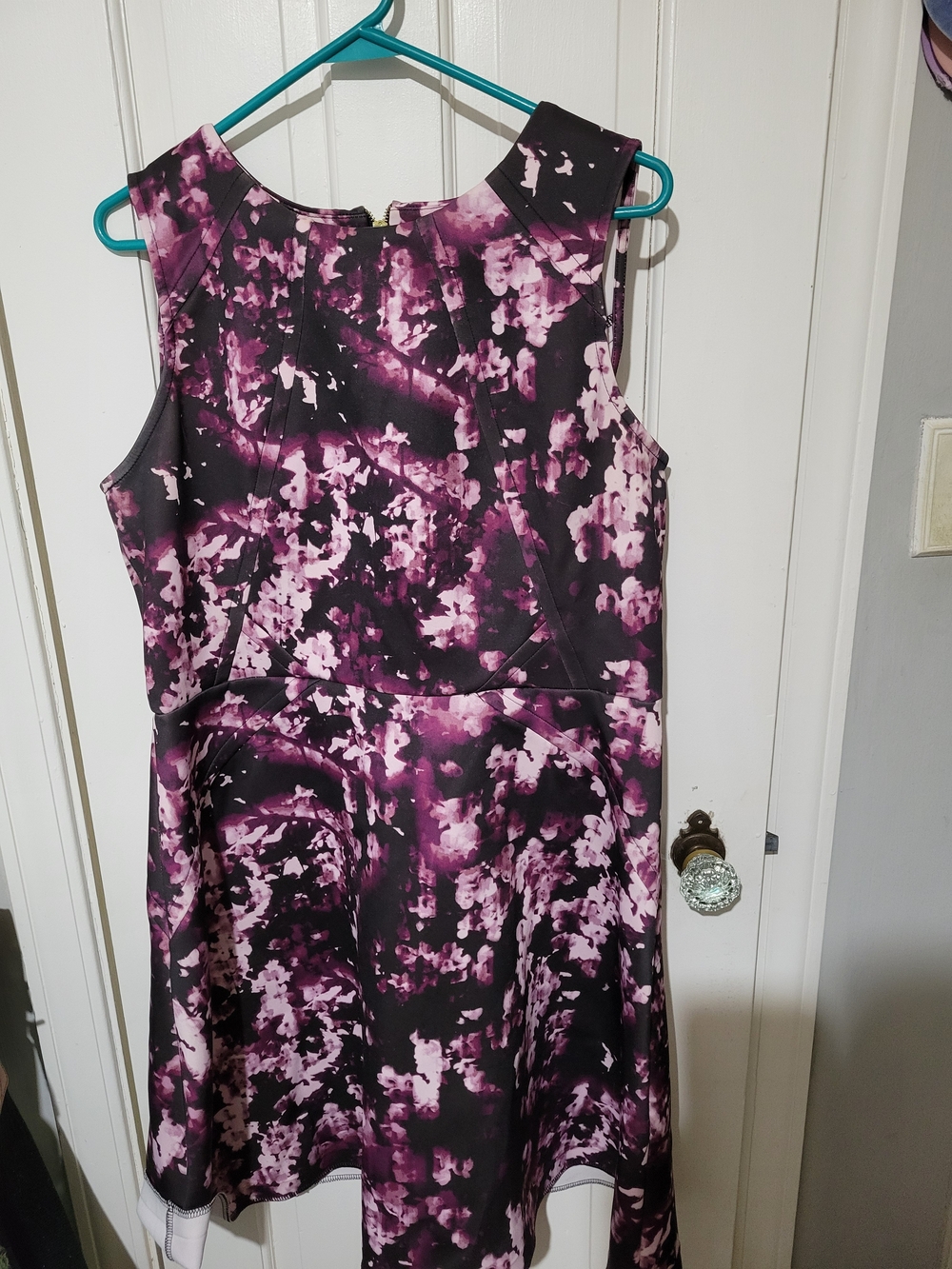 Sleeveless Floral Print Fit-and-Flare Scuba Dress